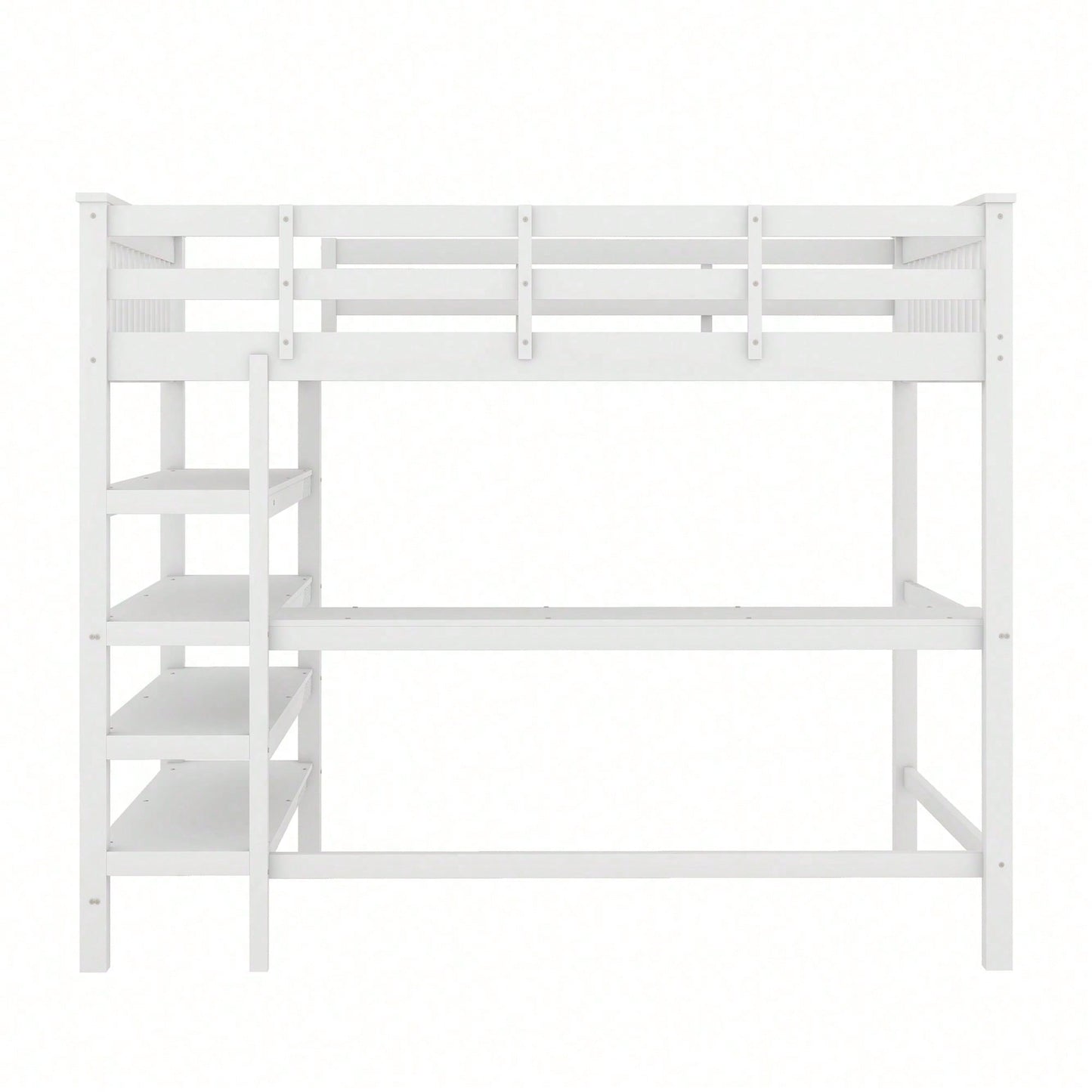 Hochbett, 140 x 200 ,Kinderhochbett mit Ablagefächern und Unterbettschreibtisch,Ohne Matratze, Grau
