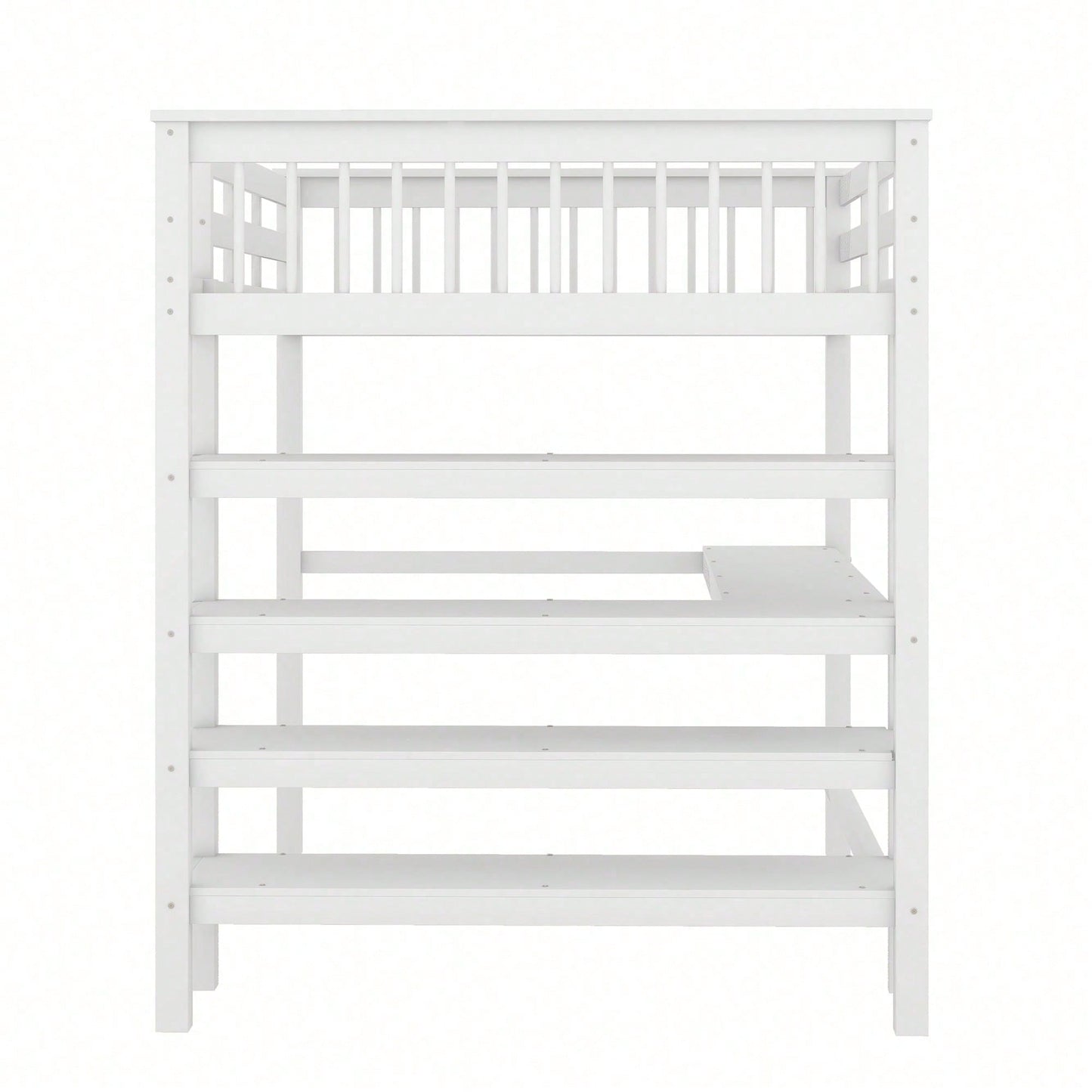 Hochbett, 140 x 200 ,Kinderhochbett mit Ablagefächern und Unterbettschreibtisch,Ohne Matratze, Grau