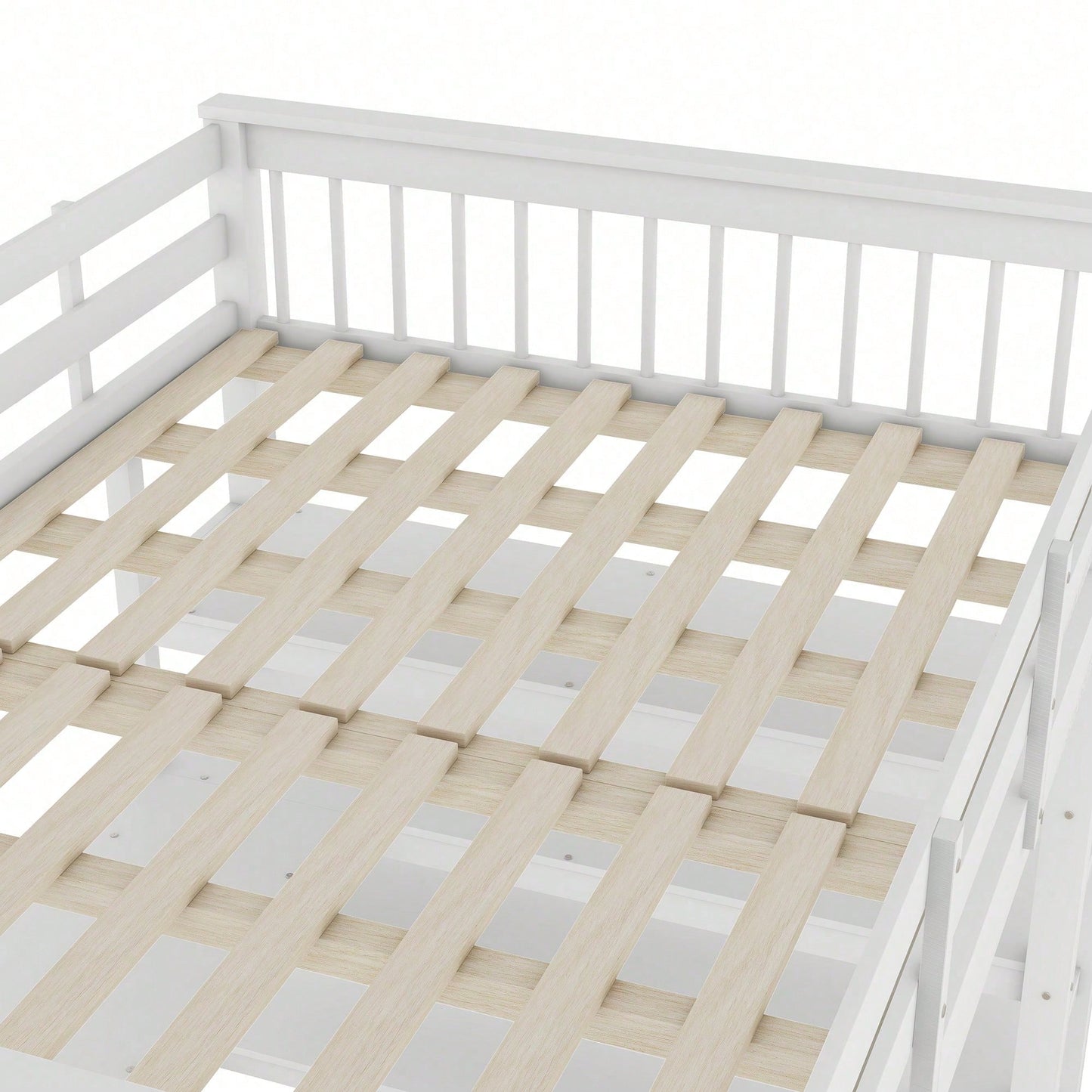 Hochbett, 140 x 200 ,Kinderhochbett mit Ablagefächern und Unterbettschreibtisch,Ohne Matratze, Grau