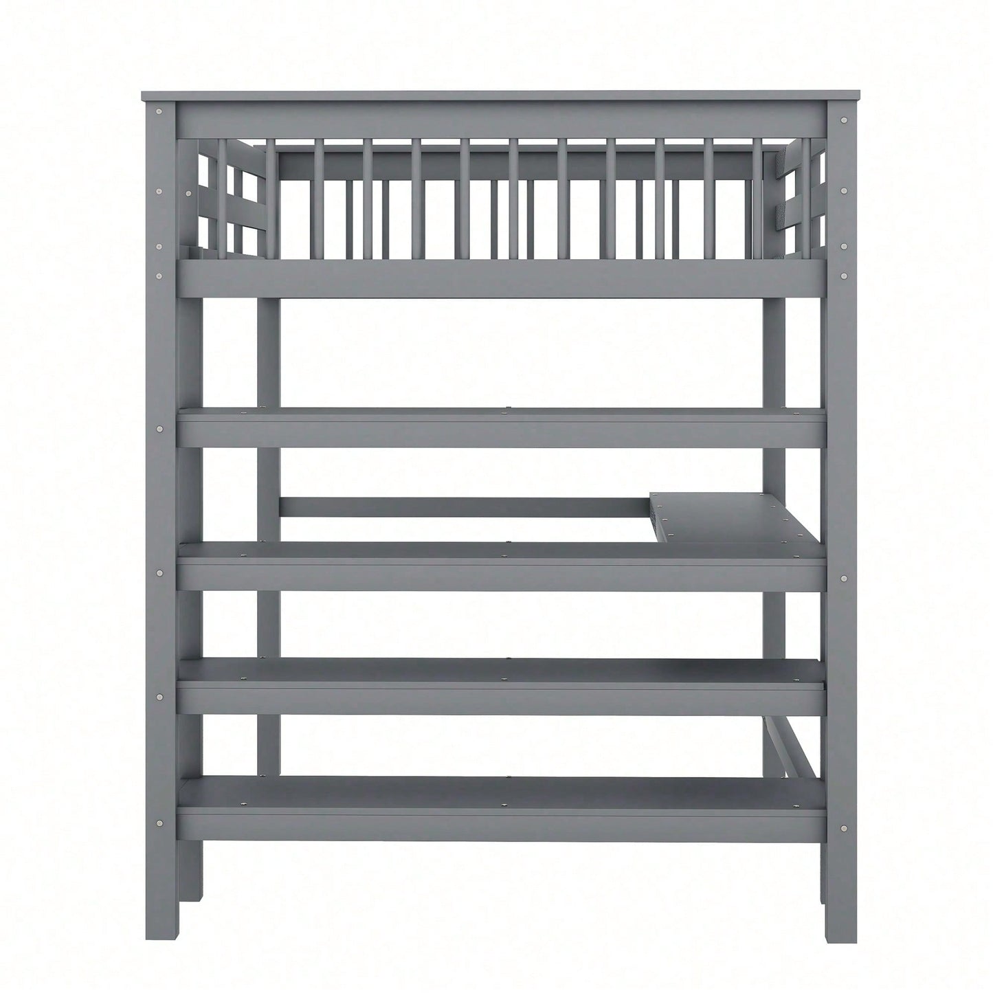 Hochbett, 140 x 200 ,Kinderhochbett mit Ablagefächern und Unterbettschreibtisch,Ohne Matratze, Grau