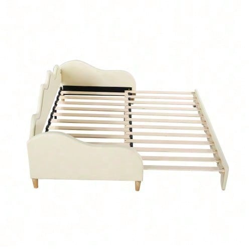 Polsterbett 90(180)*190cm, 2-in-1 Multifunktions-Schlafsofa, Kinderbett aus Kunstleder mit LED-Beleuchtung, mit Lattenrost, Grau