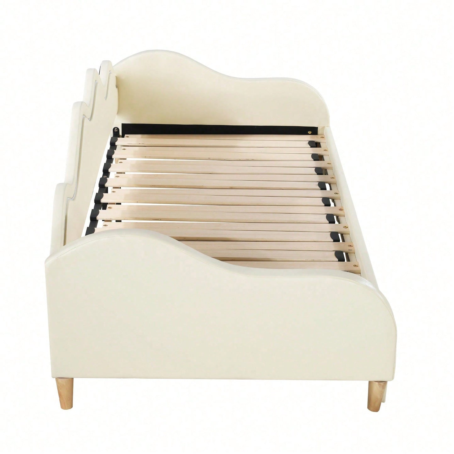 Polsterbett 90(180)*190cm, 2-in-1 Multifunktions-Schlafsofa, Kinderbett aus Kunstleder mit LED-Beleuchtung, mit Lattenrost, Grau