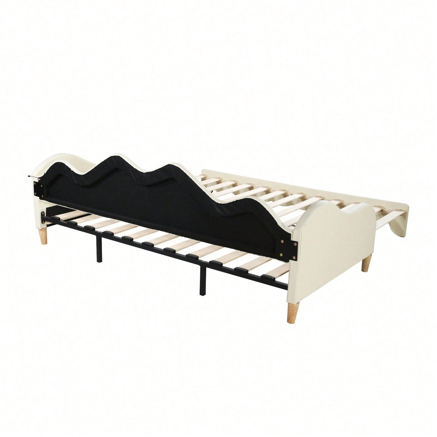 Polsterbett 90(180)*190cm, 2-in-1 Multifunktions-Schlafsofa, Kinderbett aus Kunstleder mit LED-Beleuchtung, mit Lattenrost, Grau