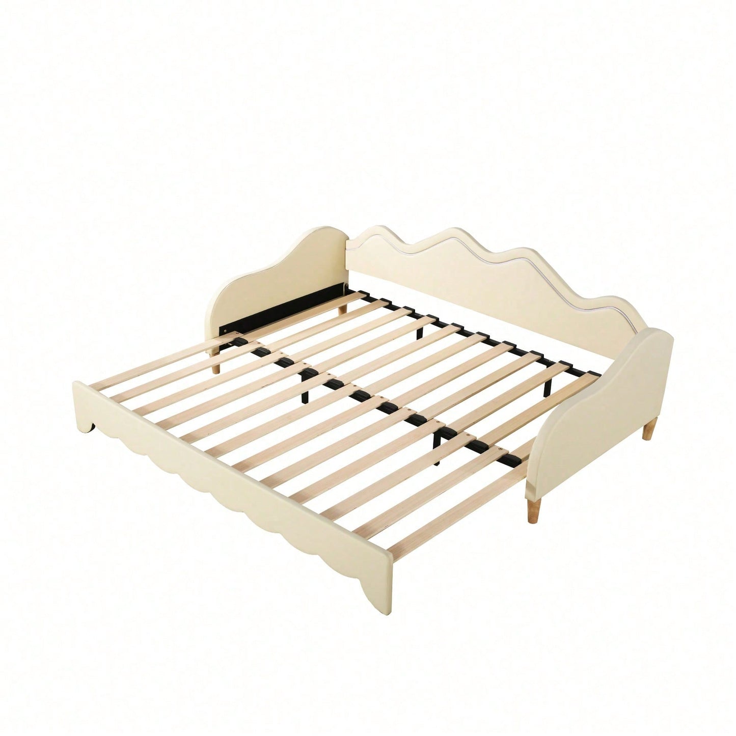 Polsterbett 90(180)*190cm, 2-in-1 Multifunktions-Schlafsofa, Kinderbett aus Kunstleder mit LED-Beleuchtung, mit Lattenrost, Grau