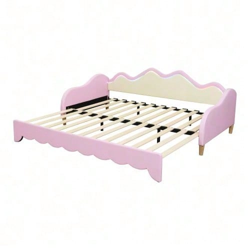 Polsterbett 90(180)*190cm, 2-in-1 Multifunktions-Schlafsofa, Kinderbett aus Kunstleder mit LED-Beleuchtung, mit Lattenrost, Grau