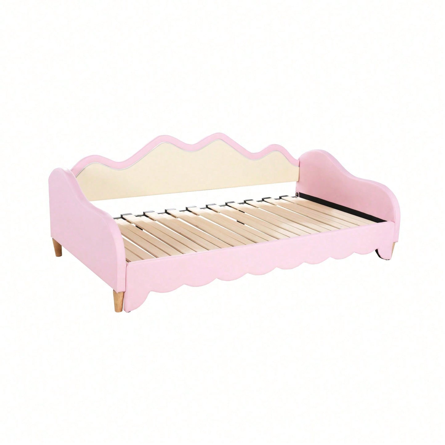 Polsterbett 90(180)*190cm, 2-in-1 Multifunktions-Schlafsofa, Kinderbett aus Kunstleder mit LED-Beleuchtung, mit Lattenrost, Grau