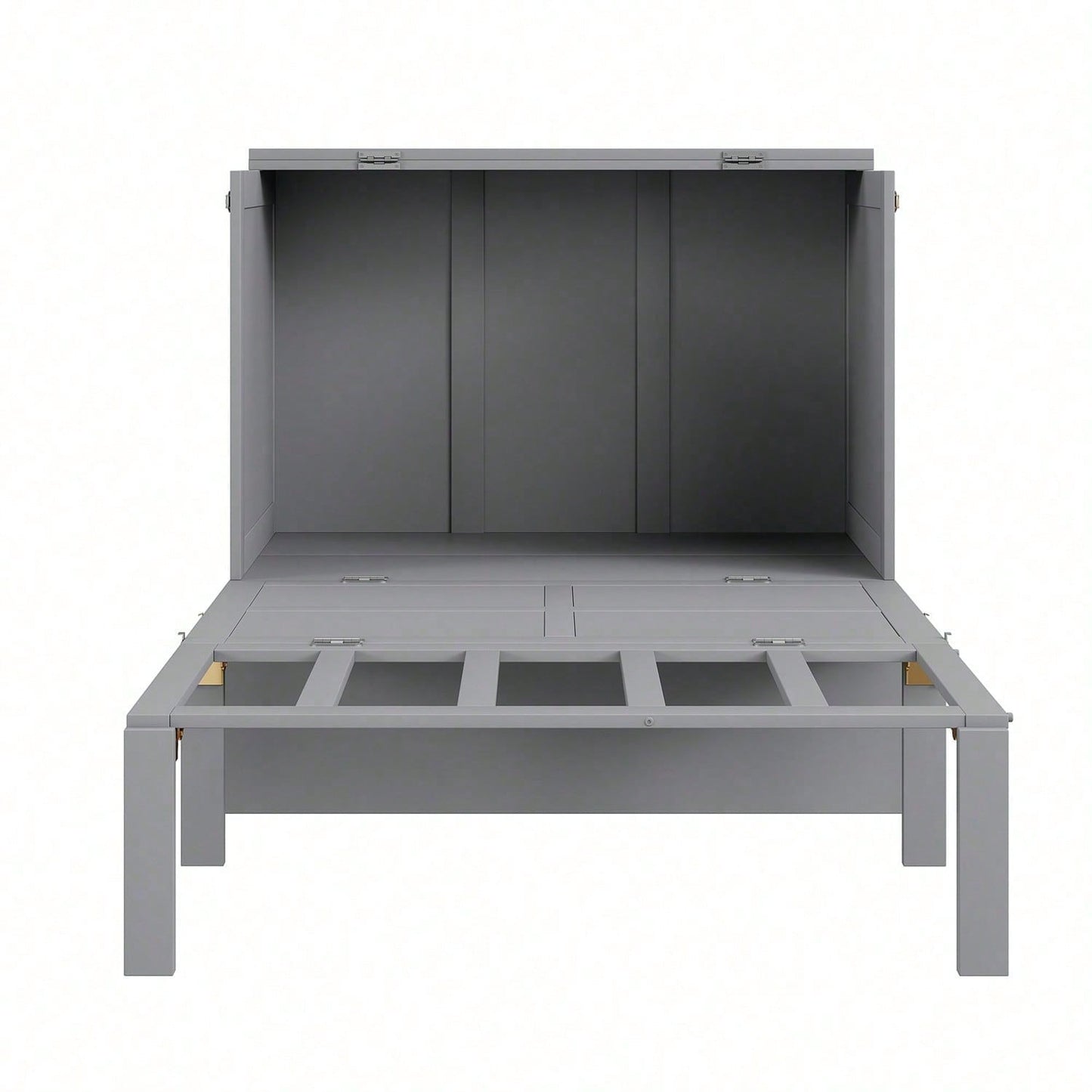 Schrankbett 90x200 cm, Wandbett mit Lattenrost, Wandklappbett, vertikales Schrankbett mit Lattenrost, Jugendbett, grau