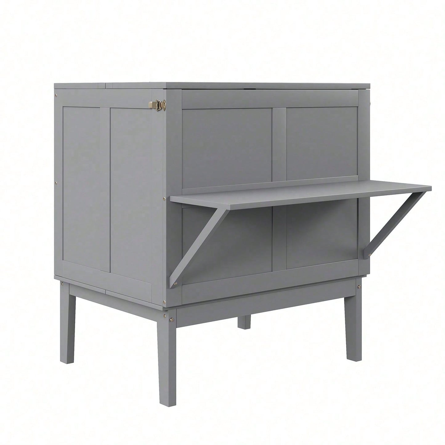 Schrankbett 90x200 cm, Wandbett mit Lattenrost, Wandklappbett, vertikales Schrankbett mit Lattenrost, Jugendbett, grau