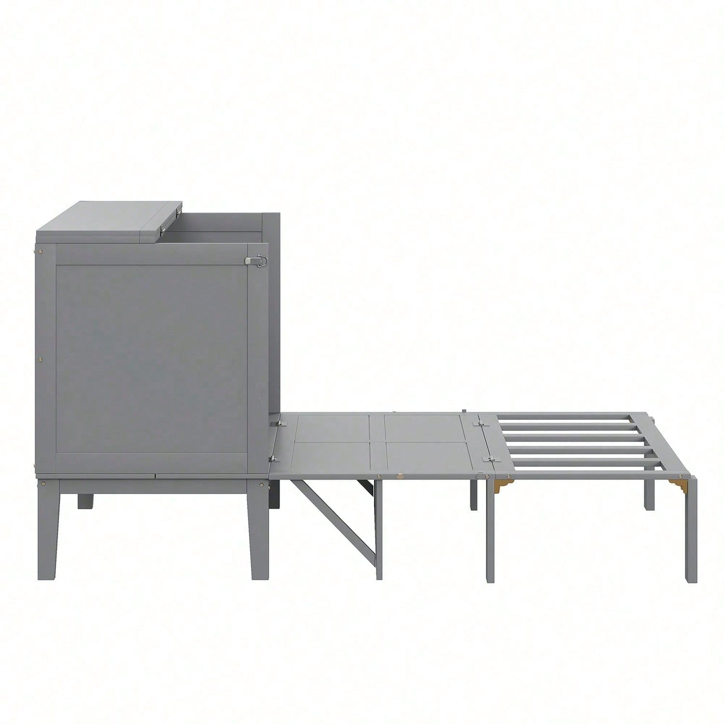 Schrankbett 90x200 cm, Wandbett mit Lattenrost, Wandklappbett, vertikales Schrankbett mit Lattenrost, Jugendbett, grau
