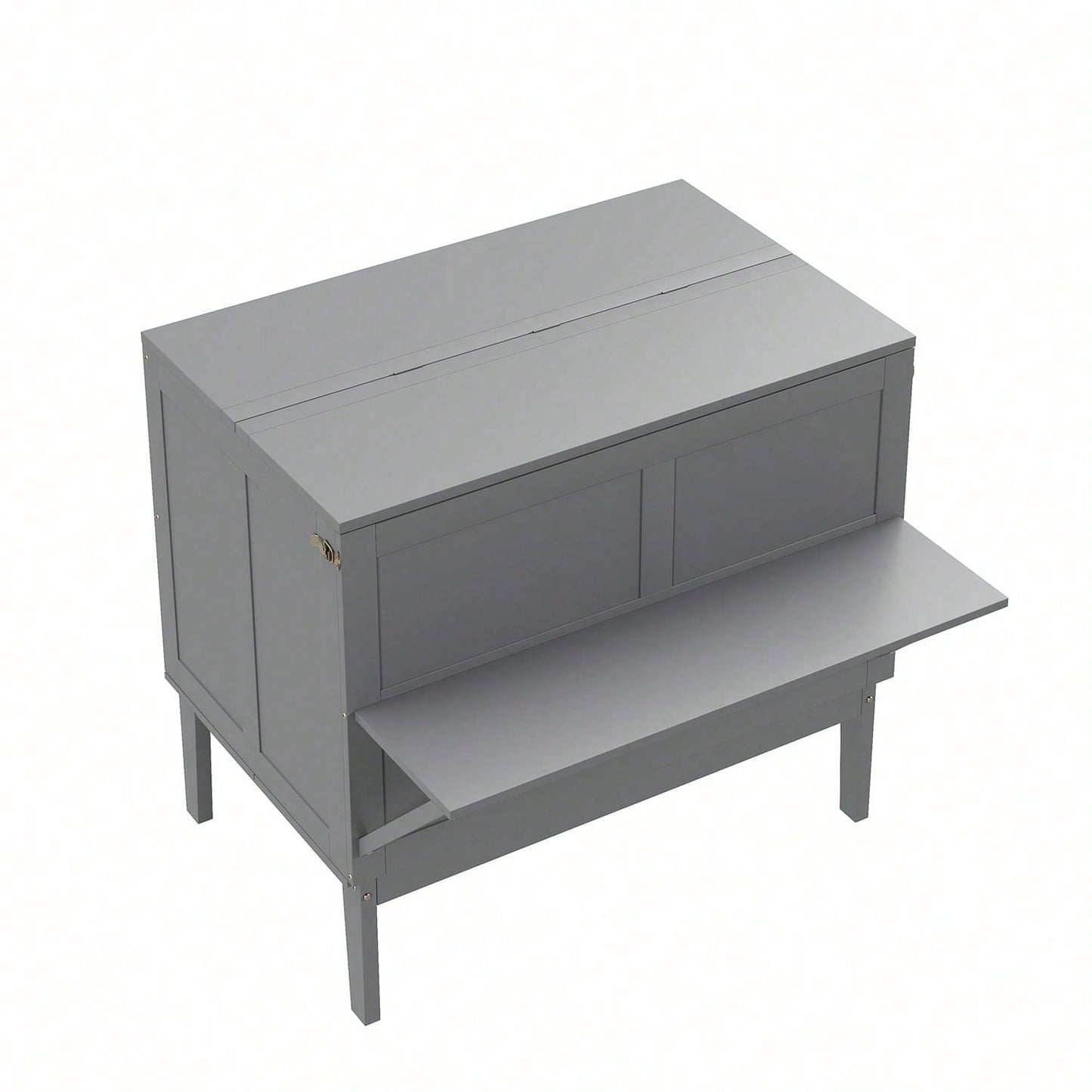 Schrankbett 90x200 cm, Wandbett mit Lattenrost, Wandklappbett, vertikales Schrankbett mit Lattenrost, Jugendbett, grau