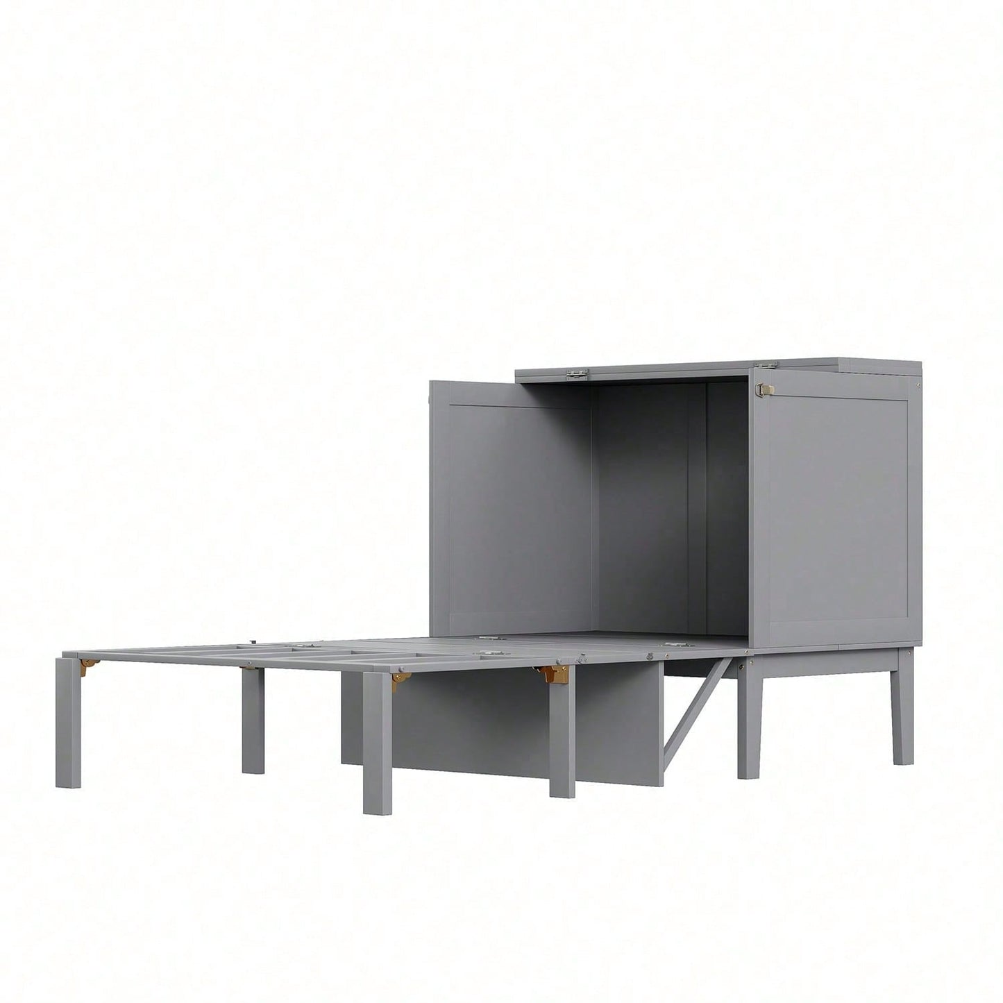 Schrankbett 90x200 cm, Wandbett mit Lattenrost, Wandklappbett, vertikales Schrankbett mit Lattenrost, Jugendbett, grau