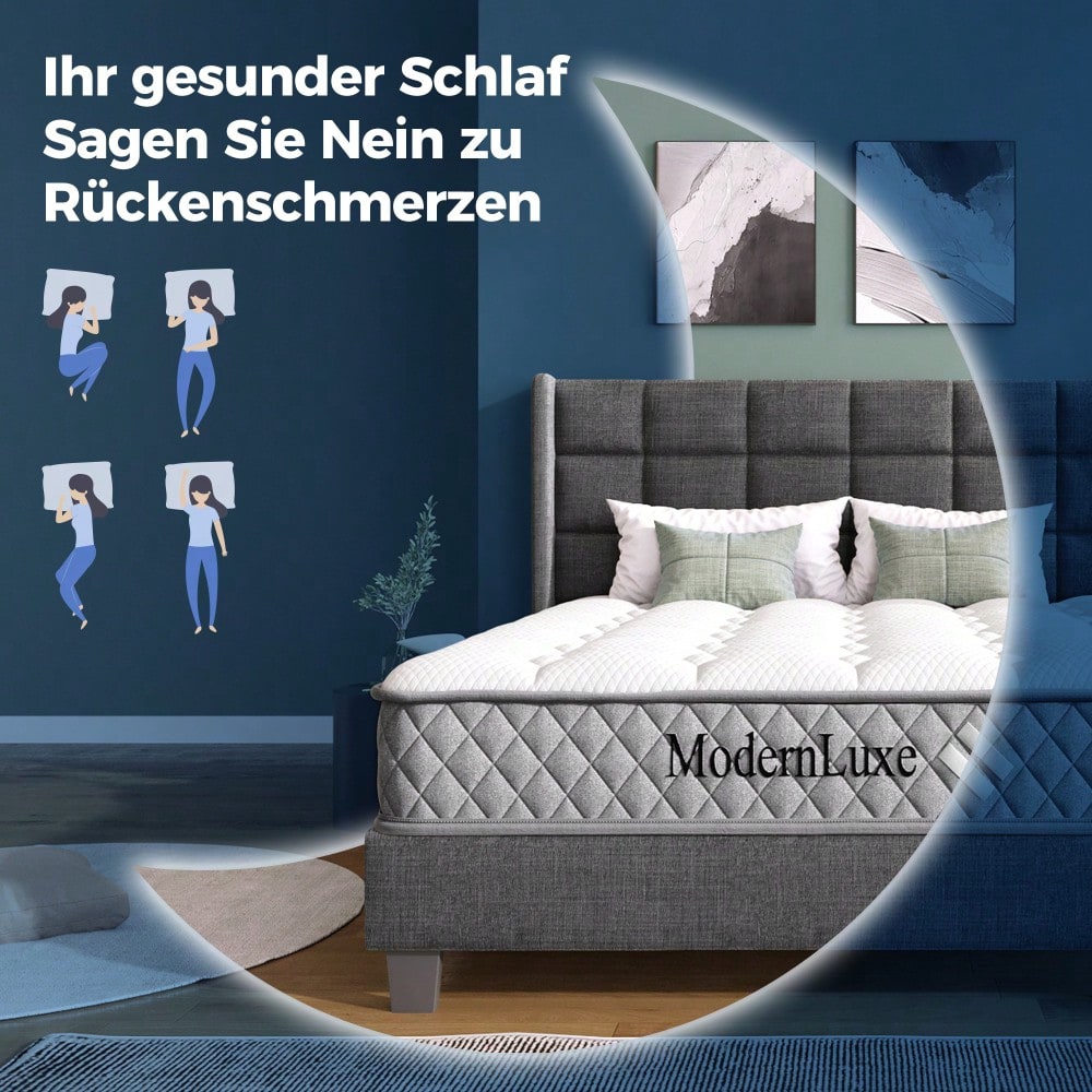 Polsterbett, Doppelbett mit Lattenrost, 140x200cm gepolsteres Bettgestell mit Kopfteil, in dunkelgrün Samt, für Erwachsene&Jugendliche (Mit Matratze)