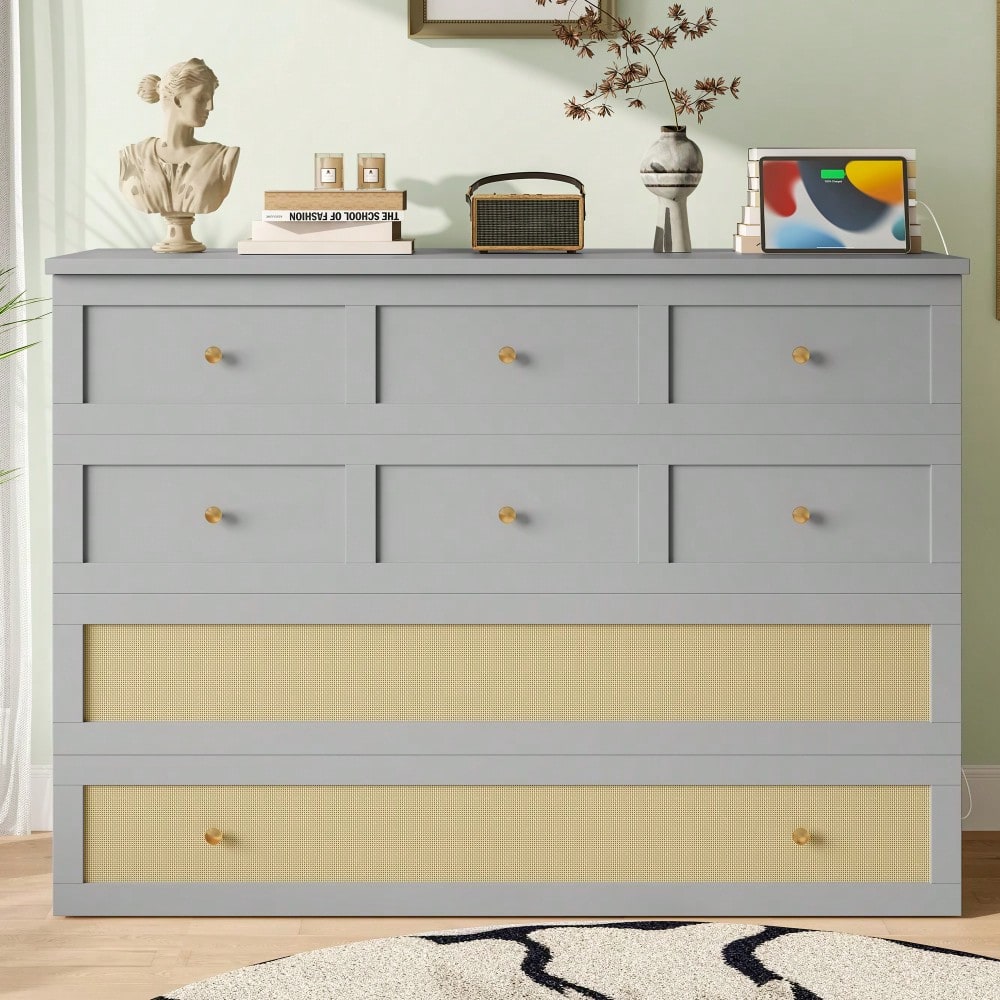 Schrankbett, 140 x 200, Mobiles Schrankbett mit Schubladen am Bettende und Regal am Kopfende des Bettes, mit USB und Steckdose, Umbaubares Plattformbett, Ohne Matratze, Grau