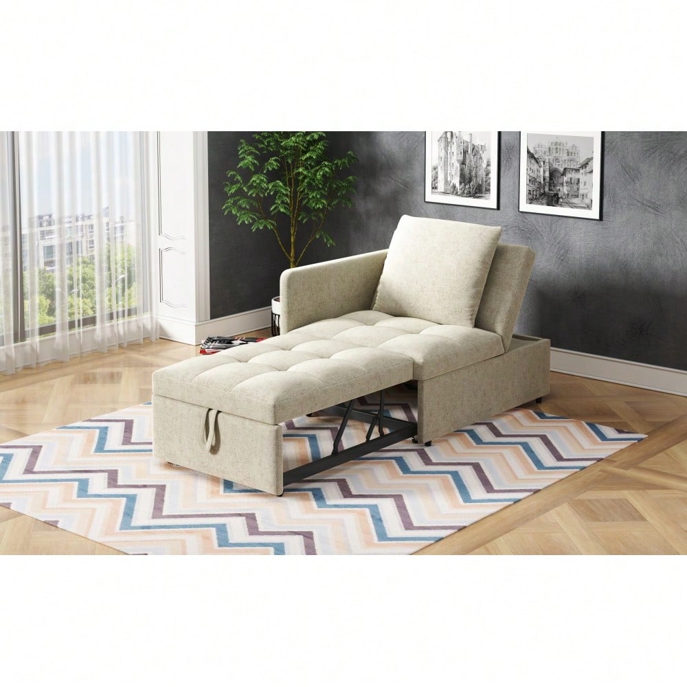 Polsterbett Schlafsofa 3 in 1 Multifunktions-Schlafsofa, Leinenstoffsofa mit verstellbarer Rückenlehne, Liegesofa für kleine Räume