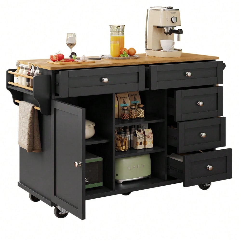 Speisewagen (134 x 46 x 92 cm), Schubladen-Aufbewahrungsschrank-Kombination, mobiles und festes Dual-Use-Design, geeignet für Heimküchen(previous sku:N620P19313031S)