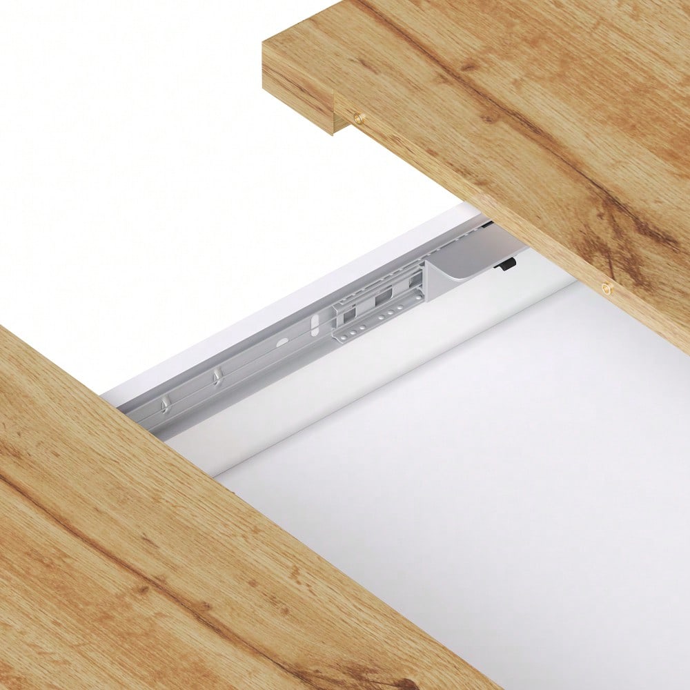 Esstisch Teleskoptisch(110-140×80cm), klappbarer Küchentisch für 4-6 Personen, Ausziehbarer Esstisch ,platzsparender Küchentisch,für Küche und Wohnzimmer,Esstisch mit drei Ablageebenen, weiß