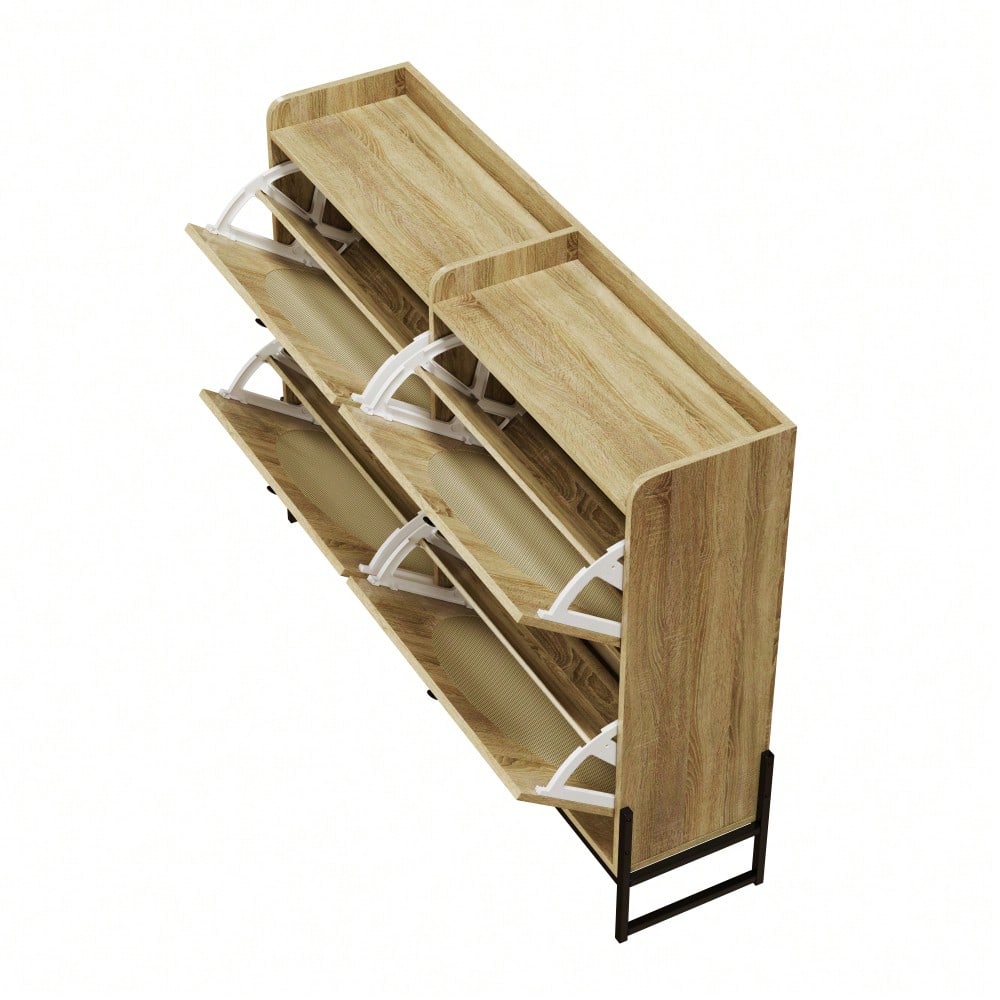 Schuhschrank mit 4 Klappen, einstellbarer Schuhregal, schmaler, Schuhschrank schmal, Schuhregal Schuhkipper, Diele Flur.