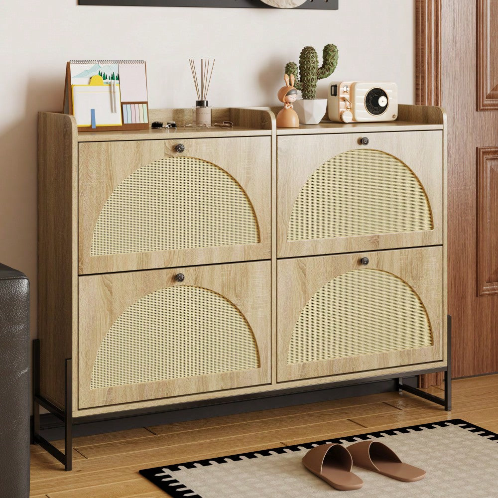 Schuhschrank mit 4 Klappen, einstellbarer Schuhregal, schmaler, Schuhschrank schmal, Schuhregal Schuhkipper, Diele Flur.