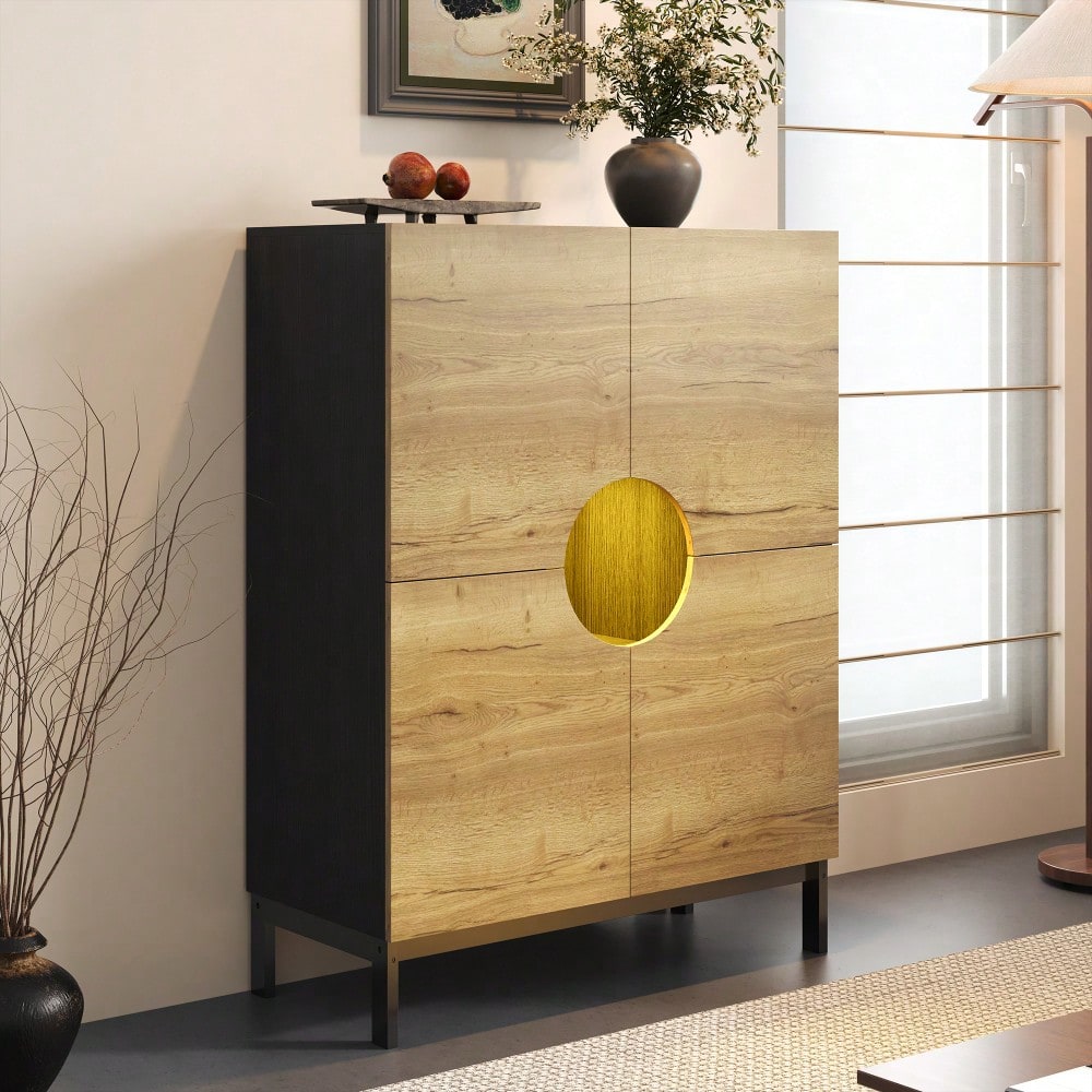 Schuhschrank und Vitrine 2 in 1 mit verstellbaren Einlegeböden, Massivholzbeinen, Eingangsmöbel 90*40*120cm Schuhschrank 40 cm breit, großer Stauraum|Ideal für große Schuhgrößen