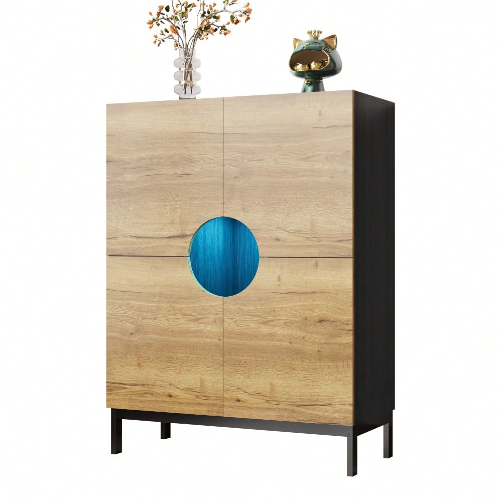 Schuhschrank und Vitrine 2 in 1 mit verstellbaren Einlegeböden, Massivholzbeinen, Eingangsmöbel 90*40*120cm Schuhschrank 40 cm breit, großer Stauraum|Ideal für große Schuhgrößen
