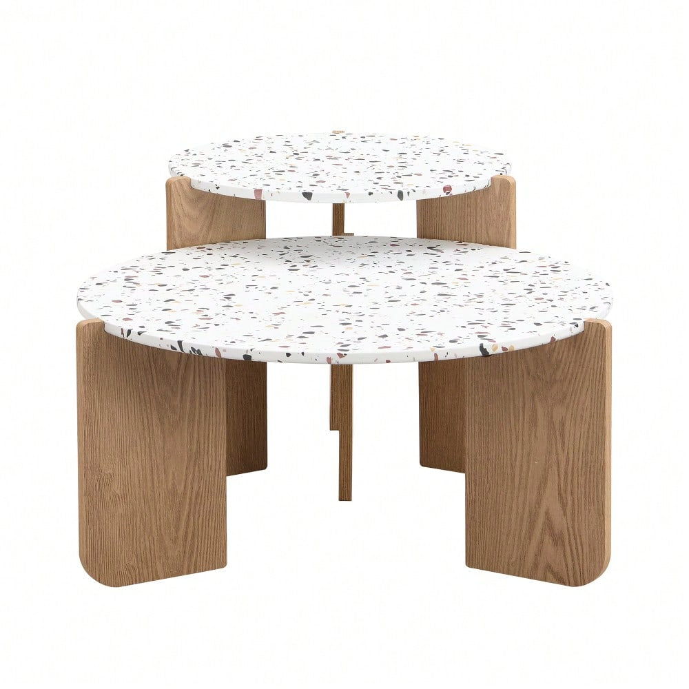 Moderner zusammensetzbarer Couchtisch, Beistelltisch, Couchtisch-Set für Wohnzimmer,
Sofa-Beistelltisch und Balkon, 2er-Set
