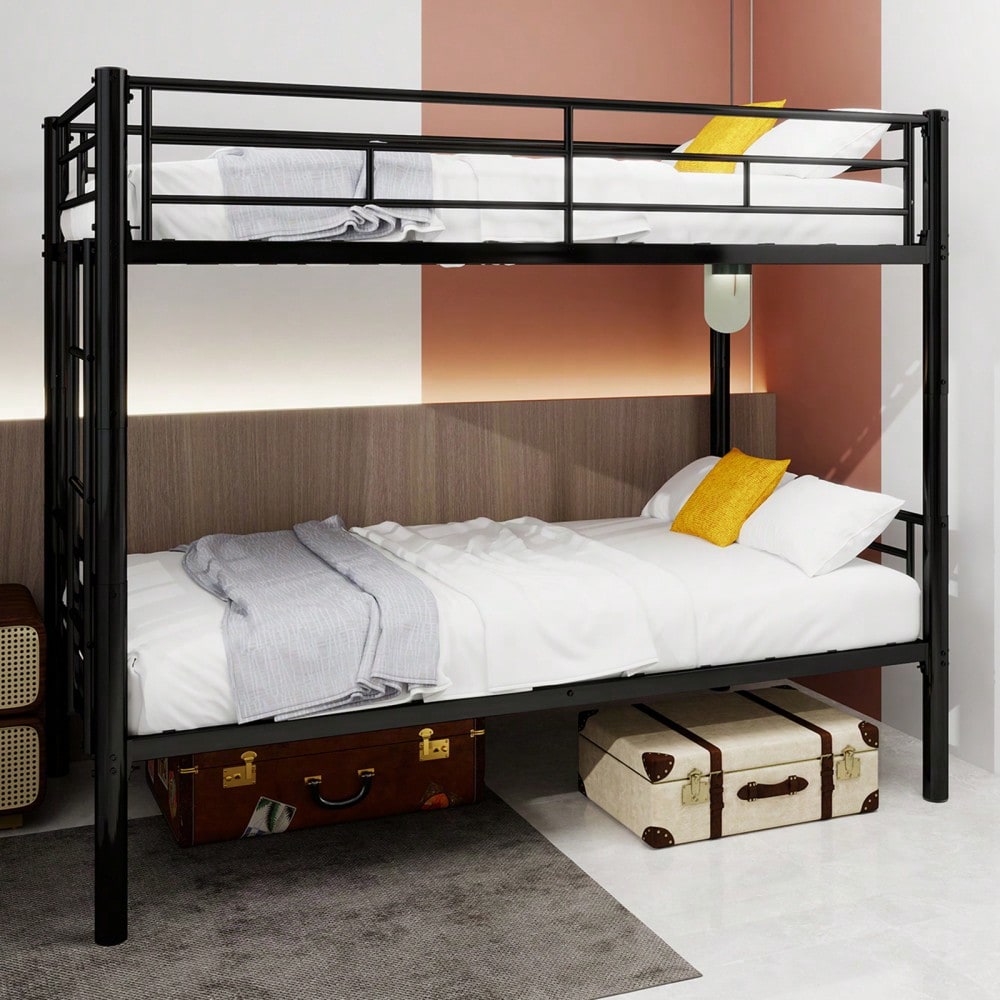 Twin über Twin Metall Etagenbett für Kinder Jungen Mädchen, Metallstruktur Bettgestell mit Leitern & Geländer, Convertible 2 Betten, keine Feder Box erforderlich