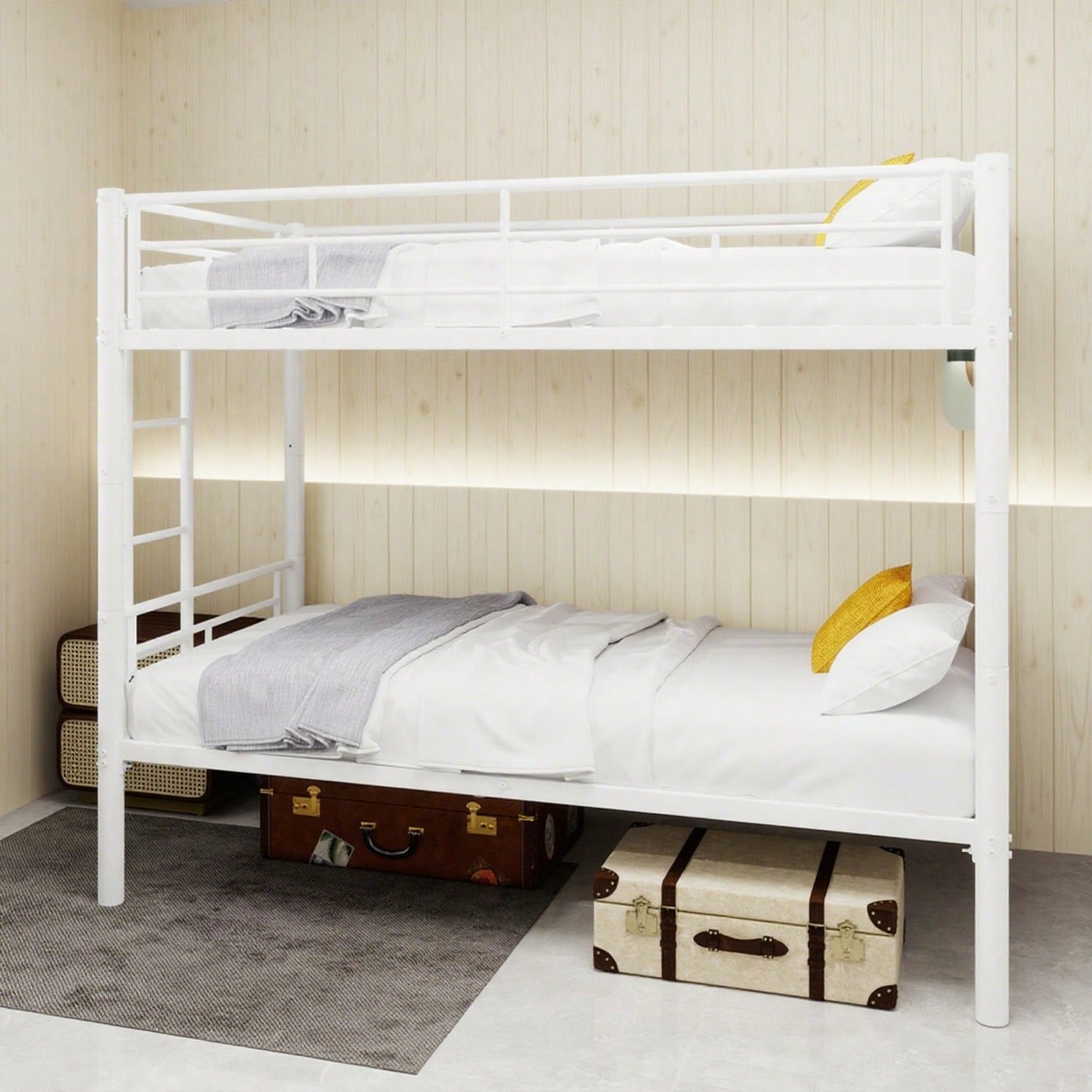 Twin über Twin Metall Etagenbett für Kinder Jungen Mädchen, Metallstruktur Bettgestell mit Leitern & Geländer, Convertible 2 Betten, keine Feder Box erforderlich