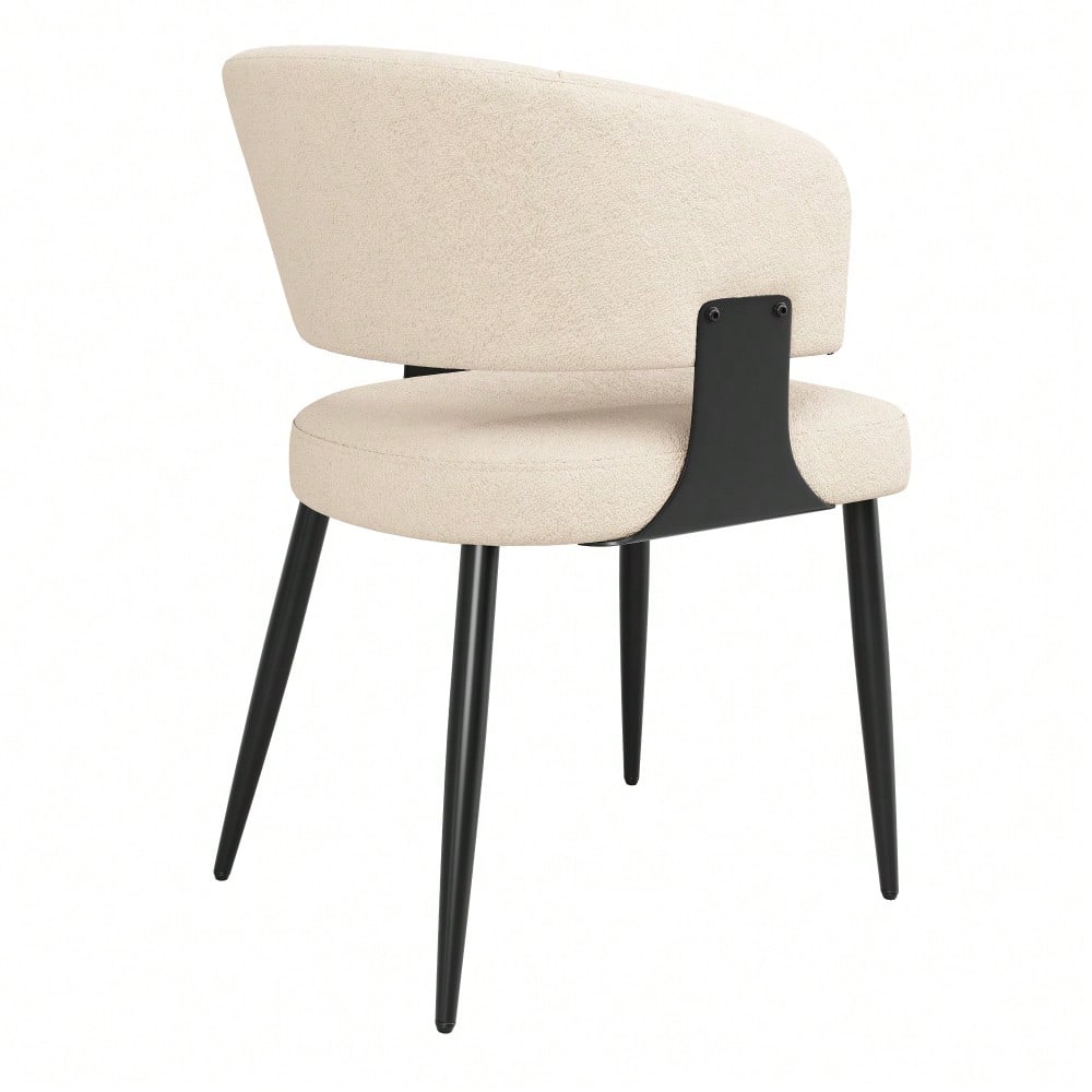 Hochwertiger Flanell (2 Stück) Esszimmerstuhl Schminkstuhl Frisiertisch Ergonomischer Stuhl Leichter Luxusstuhl Gebogene Rückenlehne, Beige/Grau