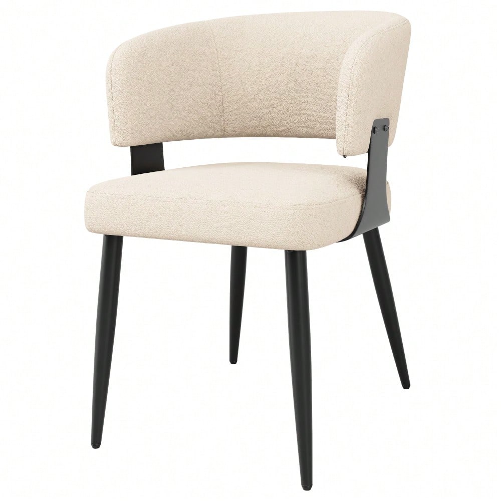 Hochwertiger Flanell (2 Stück) Esszimmerstuhl Schminkstuhl Frisiertisch Ergonomischer Stuhl Leichter Luxusstuhl Gebogene Rückenlehne, Beige/Grau