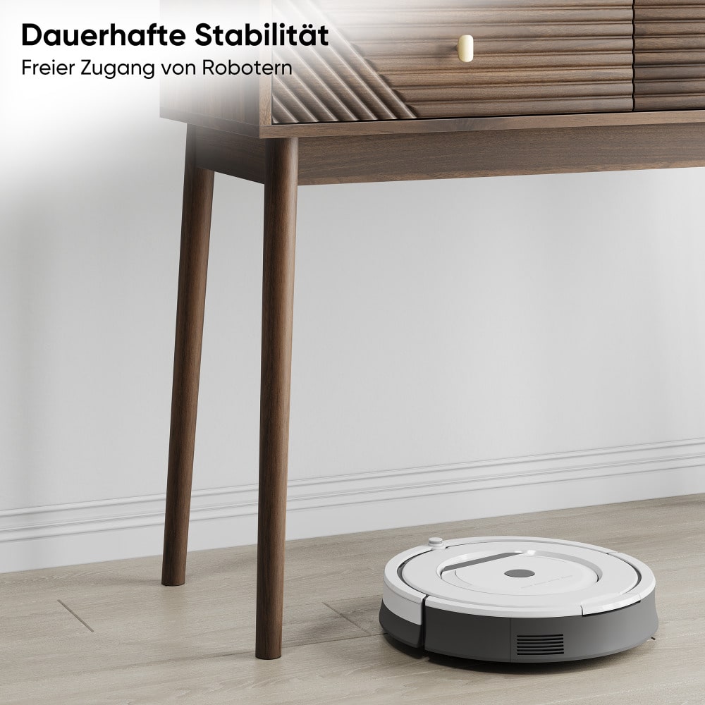 Schreibtisch, Mid-Century Modern Konsolentisch mit Schubladen, Retro-Empfangstisch mit offenen Ablageflächen, moderner Sofatisch für Wohnzimmer, Foyer und Flur, Walnuss
