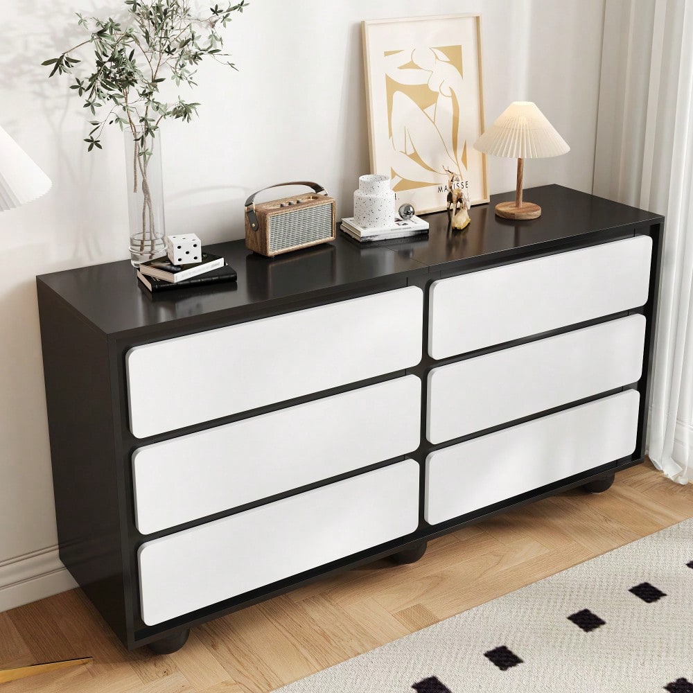 Sideboard, stilvolle Kommode mit sechs Schubladen – Frisiertisch im modernen Design, praktische Funktion.140×38×74,5cm