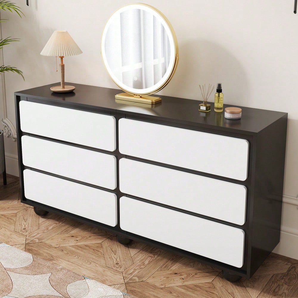 Sideboard, stilvolle Kommode mit sechs Schubladen – Frisiertisch im modernen Design, praktische Funktion.140×38×74,5cm