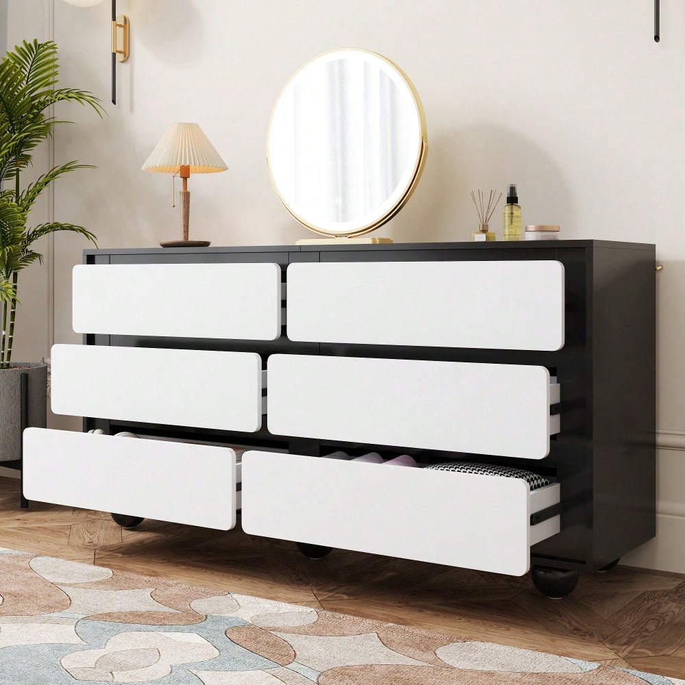 Sideboard, stilvolle Kommode mit sechs Schubladen – Frisiertisch im modernen Design, praktische Funktion.140×38×74,5cm