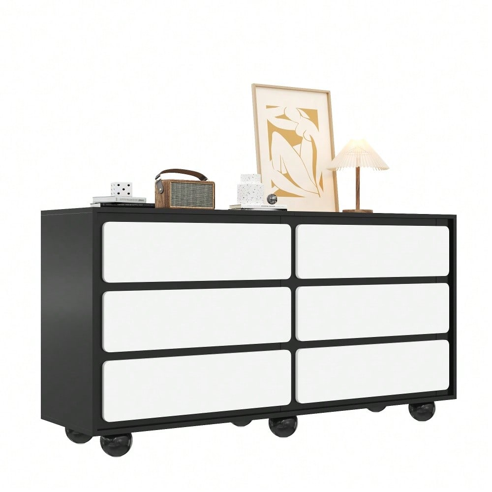 Sideboard, stilvolle Kommode mit sechs Schubladen – Frisiertisch im modernen Design, praktische Funktion.140×38×74,5cm
