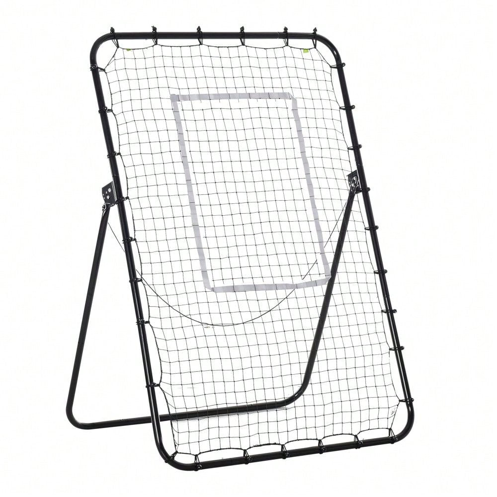 HOMCOM Fußball Rebounder Klappbares Fußballtor Kickback Rückprallwand 123x73x1785 cm 4 Verstellbare Stufen Schwarz für Training & Spaß