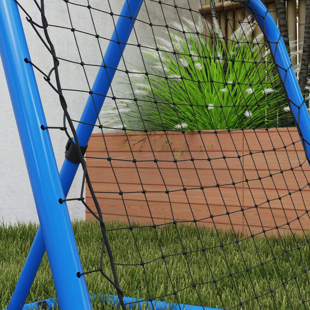 HOMCOM Rebounder für Fußball, klappbar Fußball Rebounder 63 x 63 cm Verstellbar Fußballtor Kicker für Baseball Basketball, Metall, Blau