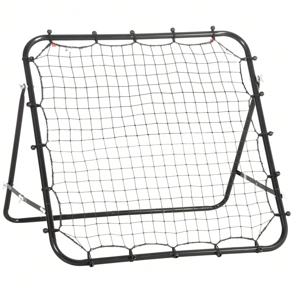 HOMCOM Fußball Rebounder Kickback Tor Rückprallwand 96x80x96 cm aus Metallrohr und PE in Schwarz für Training und Spiel