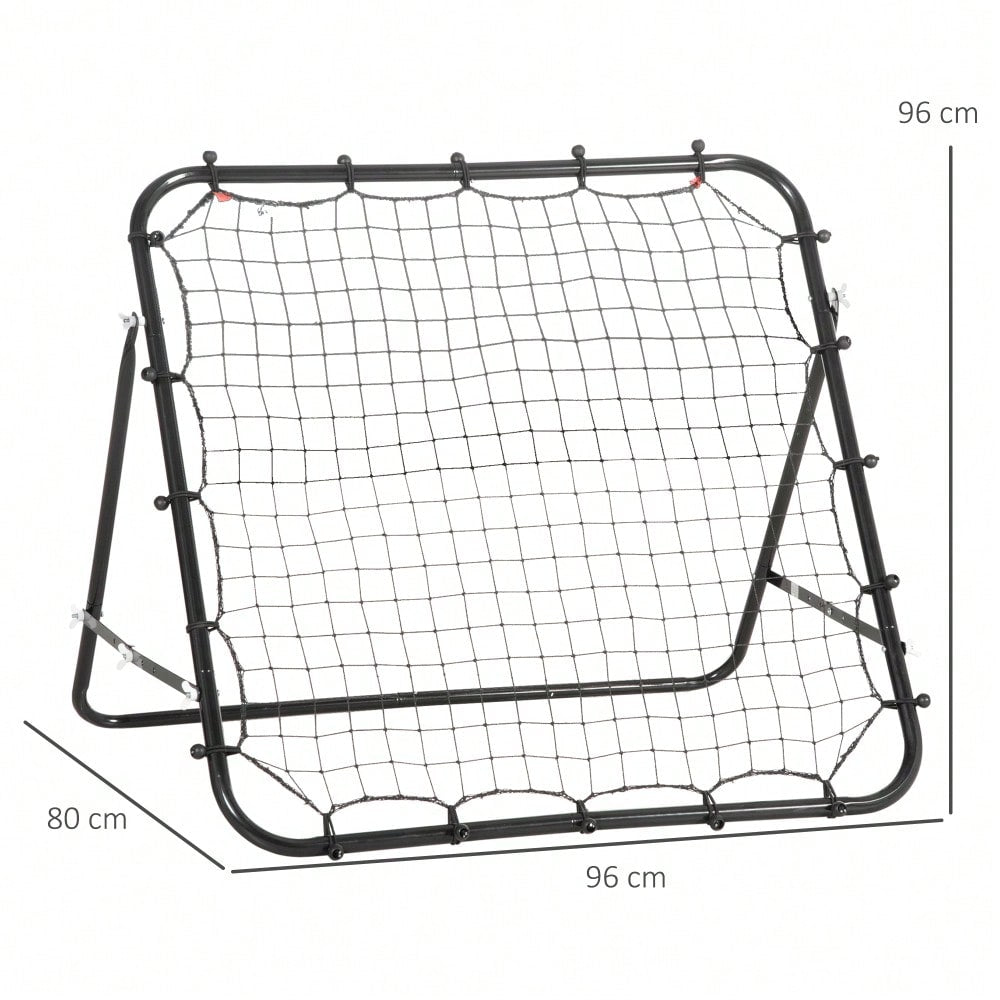 HOMCOM Fußball Rebounder Kickback Tor Rückprallwand 96x80x96 cm aus Metallrohr und PE in Schwarz für Training und Spiel