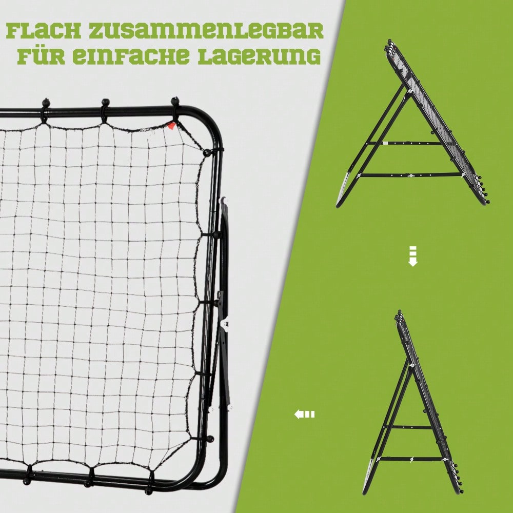 HOMCOM Fußball Rebounder Kickback Tor Rückprallwand 96x80x96 cm aus Metallrohr und PE in Schwarz für Training und Spiel
