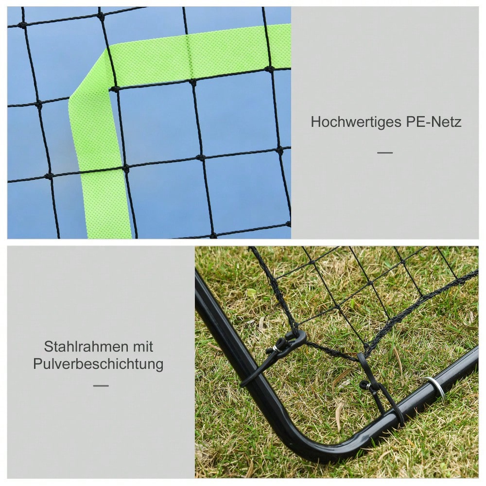 HOMCOM Kickback Rebounder Tor 75x126cm, Rückprallwand aus Stahl und PE, Trainingshilfe für Fußball, Schwarz