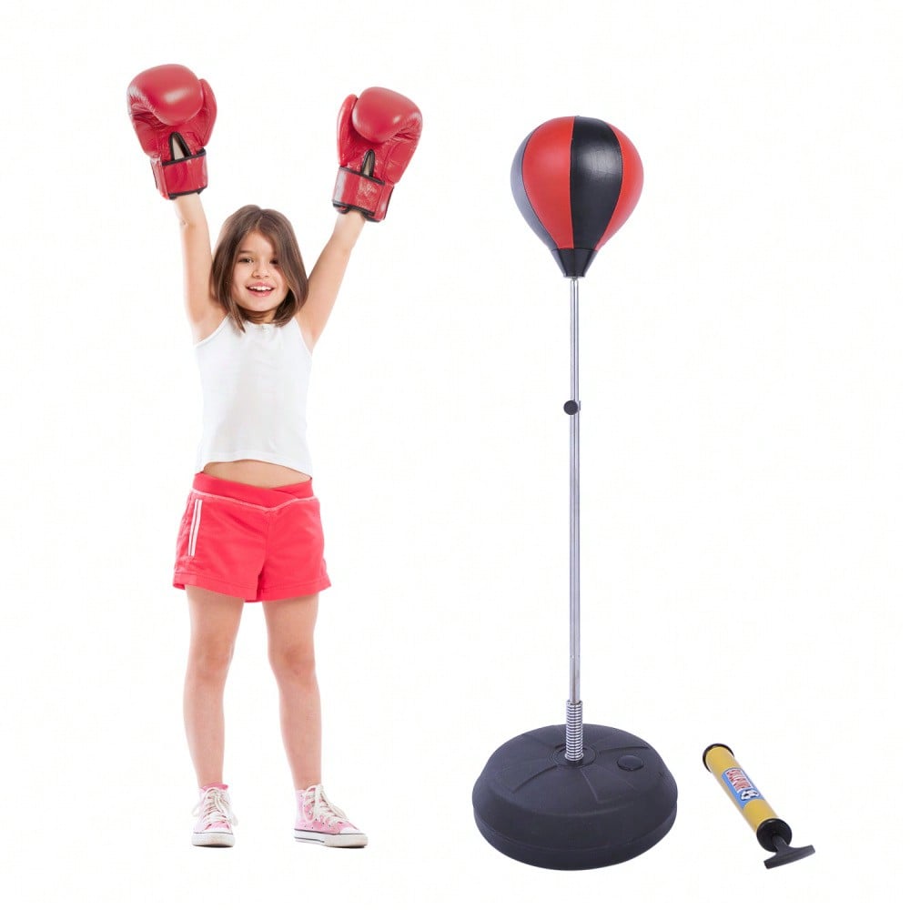 HOMCOM Punchingball Set Standbox höhenverstellbar 125-145cm Handschuhe Pumpe Profi & Anfänger