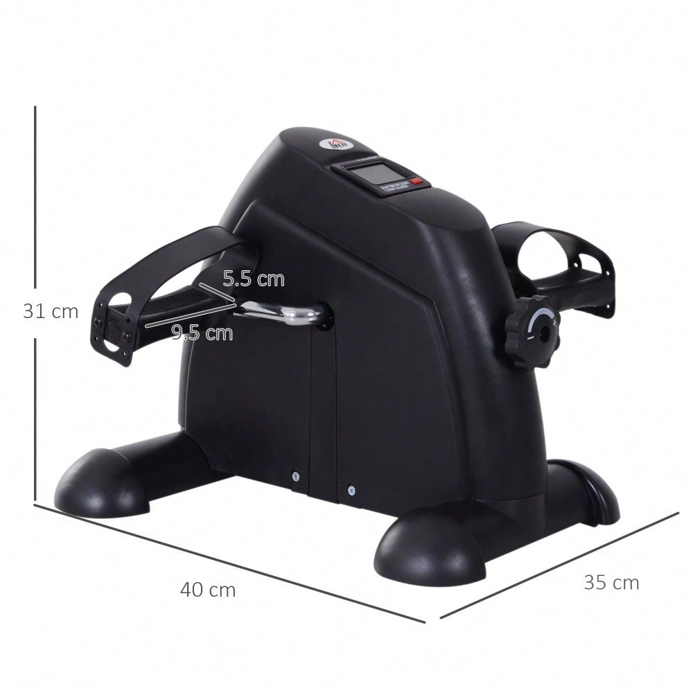 HOMCOM Mini Bike Pedaltrainer Trainingsrad mit LCD-Display, gusseisen, schwarz, kompakt 35x40x31cm für Zuhause & Fitness