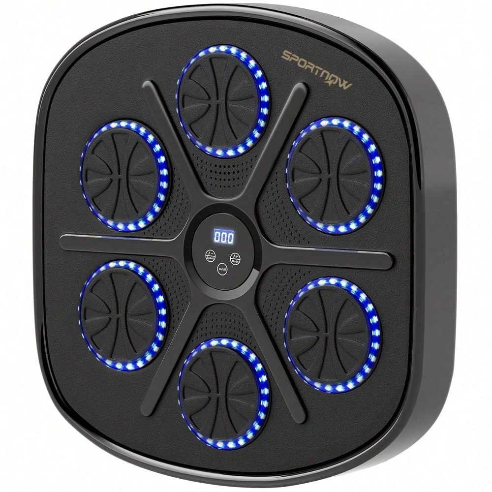 SPORTNOW Music Boxing Machine, elektronische Bluetooth Boxmaschine mit LED-Leuchten, Musik, Wandmontage Boxziel für Erwachsene, Heimübungen, Schwarz