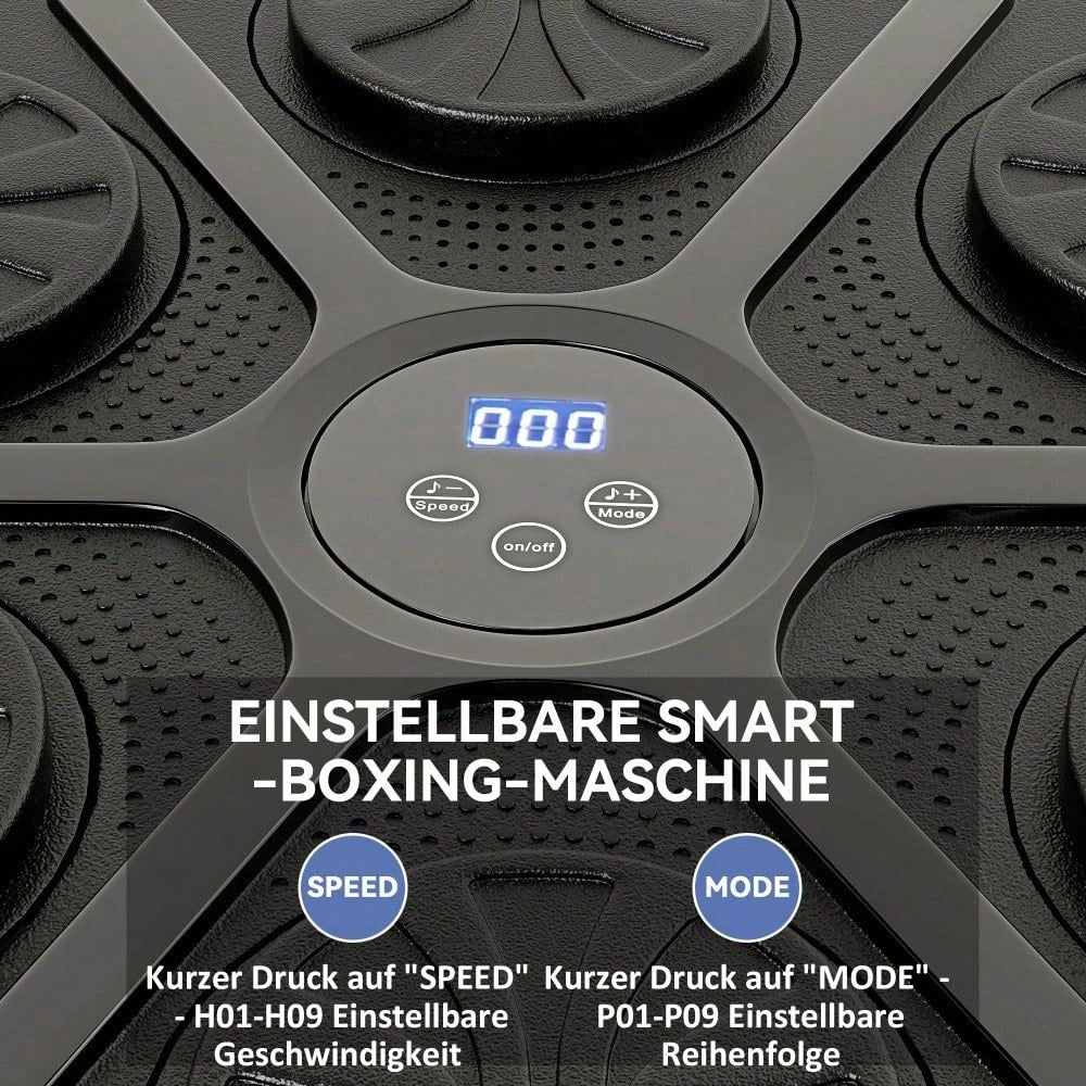 SPORTNOW Music Boxing Machine, elektronische Bluetooth Boxmaschine mit LED-Leuchten, Musik, Wandmontage Boxziel für Erwachsene, Heimübungen, Schwarz