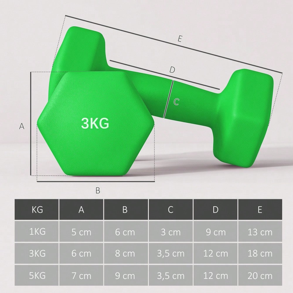 SPORTNOW Hanteln Set 6 Kurzhanteln mit Hantelständer, 2 x 1kg, 2 x 3kg, 2 x 5kg Hantelset aus Metall für Fitness, Gymnastik, Zuhause
