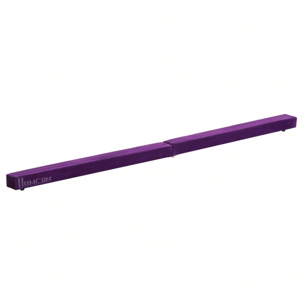HOMCOM Faltbarer Schwebebalken, rutschfest, Wildlederbezug, robustes Holz, 210 x 10 x 6,5 cm, Violett