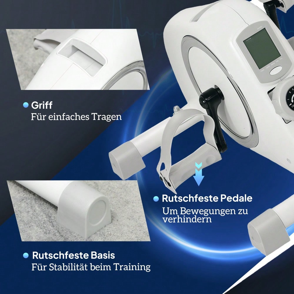 SPORTNOW Pedaltrainer Mini Heimtrainer für Senioren mit 8 verstellbarem Magnetwiderstand & LCD-Display Arm- und Beintrainer Fitnessbike für zuhause Trainingsgerät