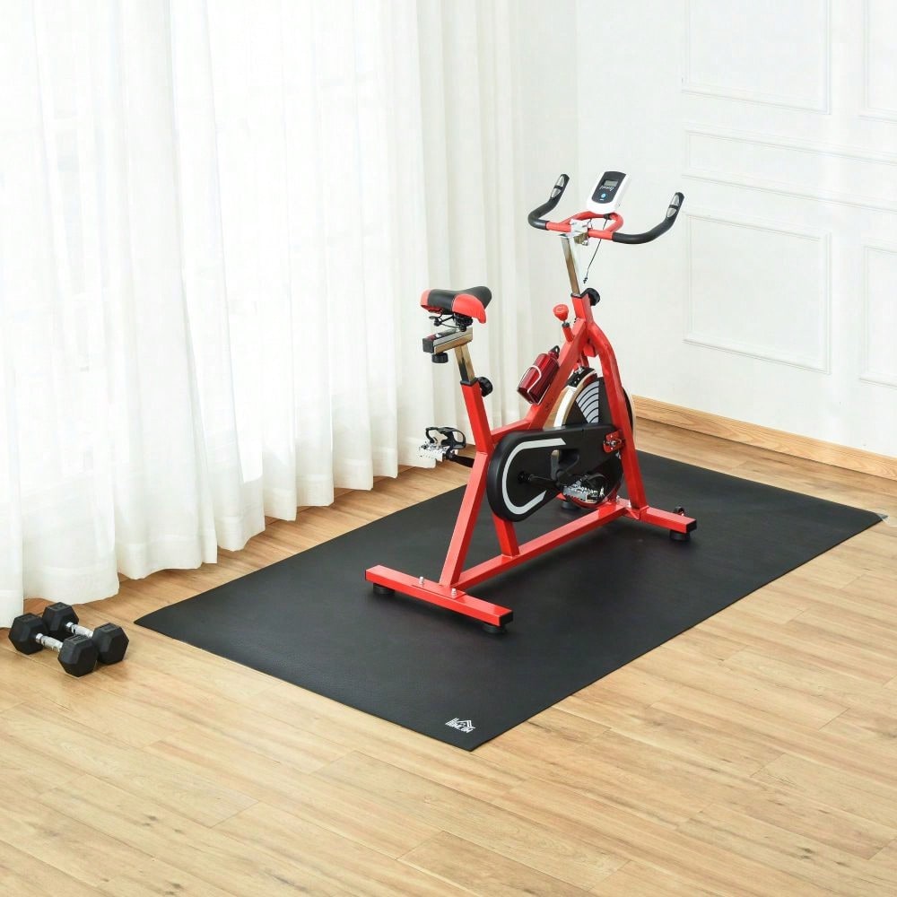 HOMCOM Bodenschutzunterlage Fitnessgeräte PVC Schwarz 180x90x0,6cm