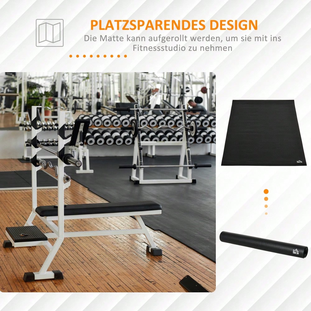 HOMCOM Bodenschutzunterlage Fitnessgeräte PVC Schwarz 180x90x0,6cm