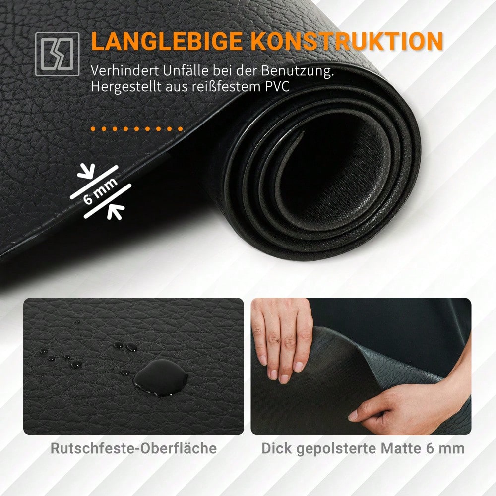 HOMCOM Bodenschutzunterlage Fitnessgeräte PVC Schwarz 180x90x0,6cm